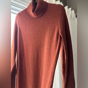 NWOT Cowl Neck Sweater MIDI Dress in Cinnamon Brick Rust. Super soft cozy knit.